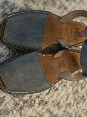 PONS Blue Suede Leather Slide Sandals